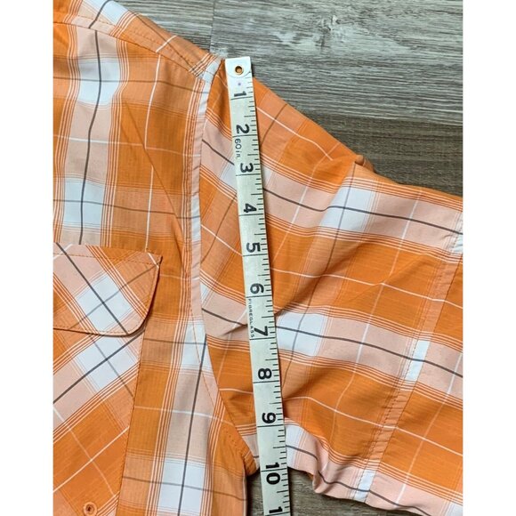 Mountain Club Mens Orange Plaid Long Sleeve Button-Down Shirt Vented Size Medium - Picture 11 of 13